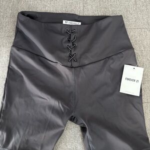 Forever 21 Women's Charcoal Lace-Up Bike Shorts
